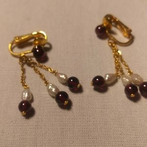 Avon Dangle CLIP Earrings with Purple Beads